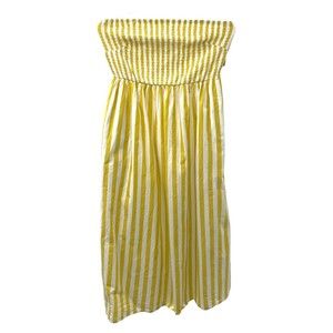 Women's Strapless Smocked Tube Sundress - A New Day Yellow/White Striped XS 134